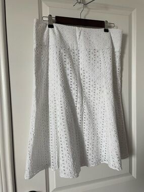 White Eyelet A-Line Skirt by Jones Wear Studio